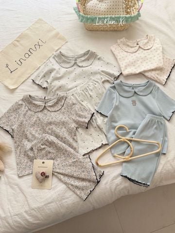 VJ125.1 - Bộ thun cổ sen June bé gái size 90 - 140