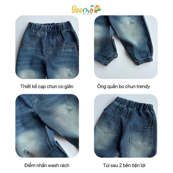 6238QDB - Quần jean rách Beemo 2 màu cho bé size 1-6y