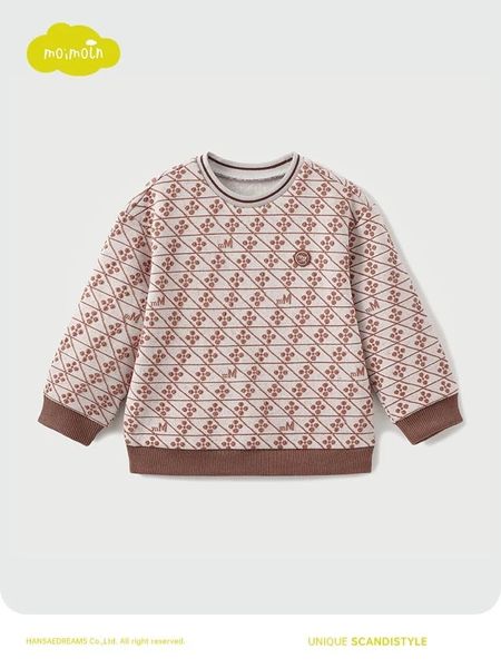 BBT20 - Bộ nỉ len quần lửng MM họa tiết nâu cho bé size 100-130