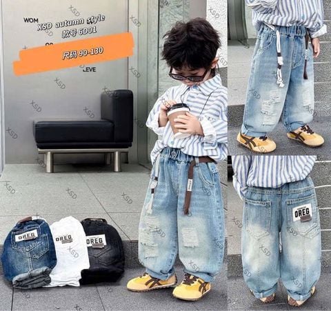 6D01 - Quần jean baggy mài xước 3 màu cho bé size 90-130