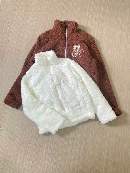 AK51 - Áo khoác lông cùn GGJJ 2 màu trắng / nâu logo ngực size 6 - 14y