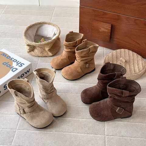 X09 - Bốt da lộn cổ cao vừa nhiều màu cho bé size 23-34