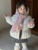1809 - Áo khoác phao hoa nhí kèm khăn 2 màu cho bé gái size 90-130