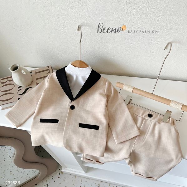 BBT371 - Bộ vest Beemo phối cổ phối viền túi đen 2 màu size 80 - 130