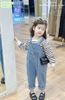 M5582 - Set Mia Kids áo thun kẻ trắng đen - quần yếm jean xanh size 2 - 12y