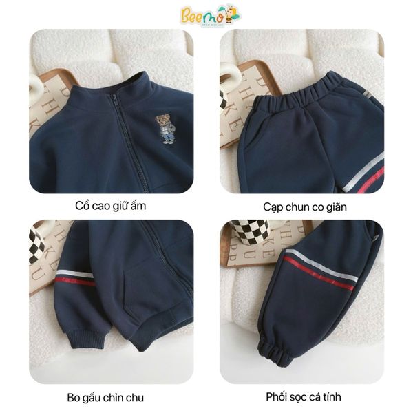 5362BDB - Bộ khoác Beemo bomber phối dây thêu gấu