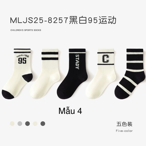 SH2511PK01 - Set 5 đôi tất Minliu Kidsocks dành cho trẻ em, chất liệu cotton+polyester+spandex, NSX Man Luu Textile Company Limited