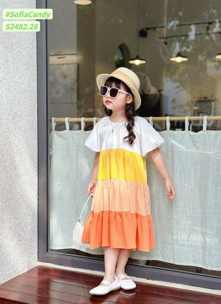 V00036 - Váy Sofia Candy thô tay bồng phối nhiều màu size 1-10y