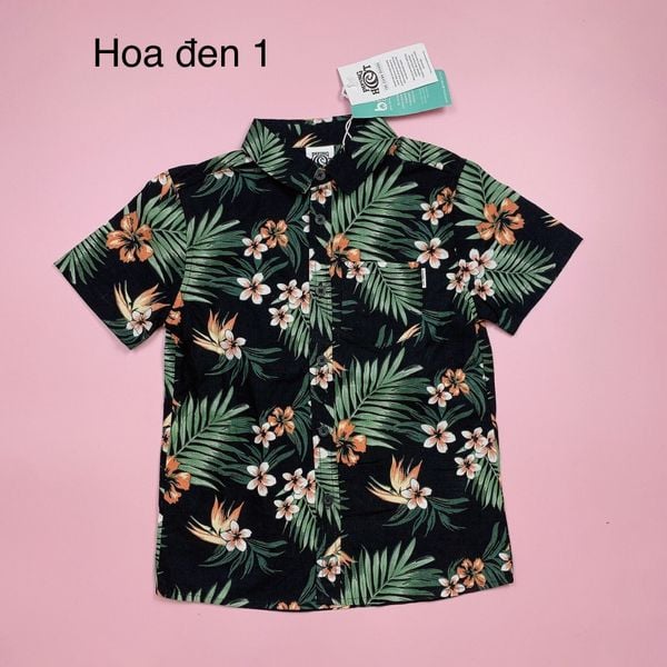 ABT53 - Áo sơ mi thô đũi, lanh Piping Hot hoa lá summer BT size 1-16y