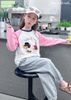 M5595 - Set Mia Kids áo thun trắng hình cún Hello Ritty tay hồng - quần nỉ màu ghi size 2 - 12y