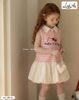 DLACC.590 - Váy Linh An sát nách thân kẻ hồng kitty phối chân bí kem size 2-12y