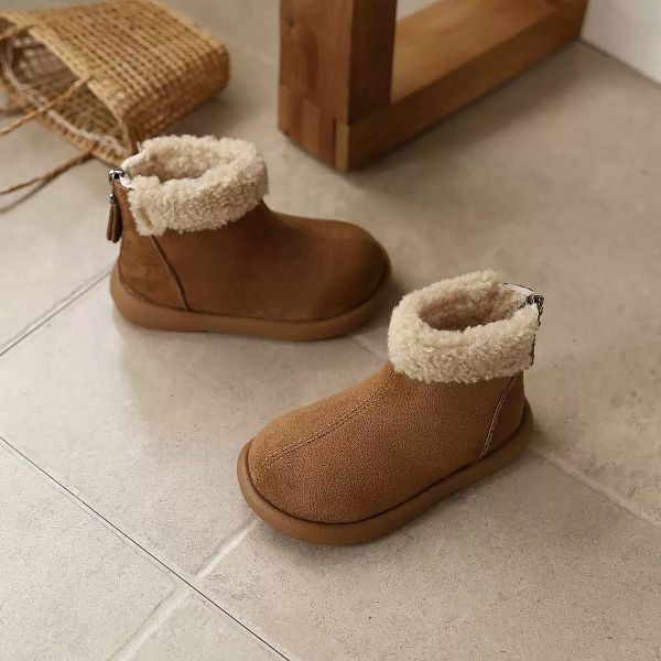 912 - Bốt da lộn viền lông 3 màu cho bé size 23-36