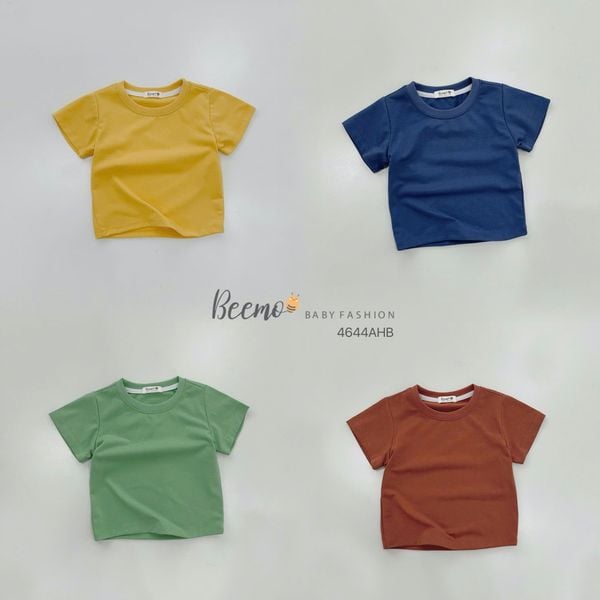 ABT921 - Áo cotton Beemo cổ tròn trơn nhiều màu cho bé size 80-130