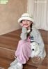 M5574 - Set bộ Mia Kids áo kẻ đen + quần nỉ hồng bé gái size 2-12y