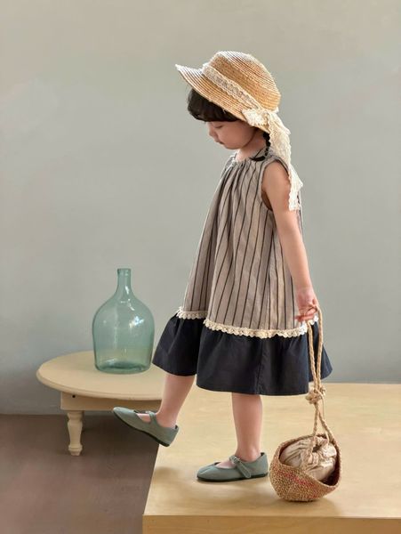 26603 - Váy thô kẻ sọc phối chân navy cho bé size 80-120