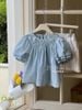 VJ135 - Set bộ thô June with love áo xanh cổ chun - quần trắng size 2 - 12y