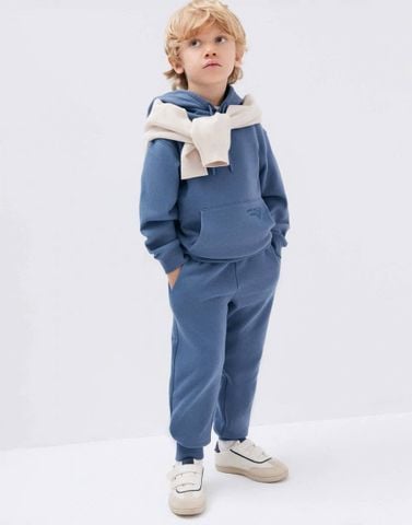 BBT06 - Bộ nỉ bông hoodie GGJJ 2 màu be/xanh bé trai size 2-8y
