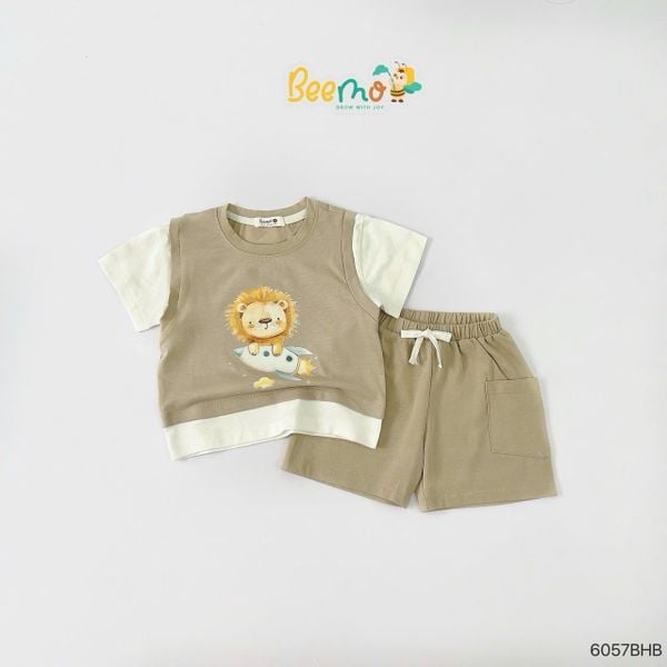 6057BHB - Bộ thun cotton Beemo giả gile bé trai size 1-6y