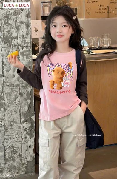 LU 600 - Set bộ Luca & Luca áo cotton + quần túi hộp Capy Bara bé gái size 2-12y