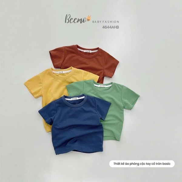 ABT921 - Áo cotton Beemo cổ tròn trơn nhiều màu cho bé size 80-130