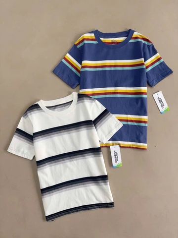 ABT79 - Áo cotton Colorful dư xịn kẻ 2 màu cho bé trai size 6-20y