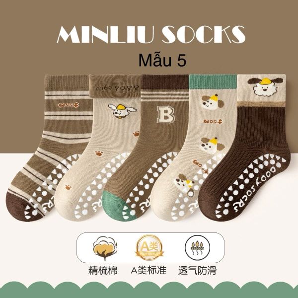 SH2511PK01 - Set 5 đôi tất Minliu Kidsocks dành cho trẻ em, chất liệu cotton+polyester+spandex, NSX Man Luu Textile Company Limited
