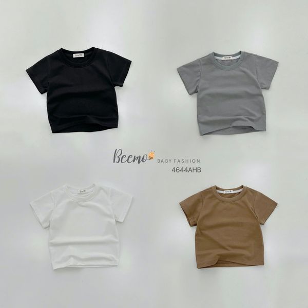 ABT921 - Áo cotton Beemo cổ tròn trơn nhiều màu cho bé size 80-130