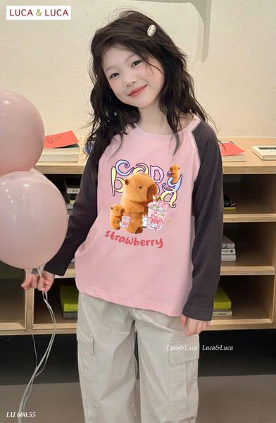 LU 600 - Set bộ Luca & Luca áo cotton + quần túi hộp Capy Bara bé gái size 2-12y