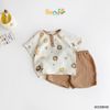 6009BHB - Bộ mặc nhà muslin Beemo áo họa tiết quần trơn size 1-5y