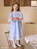 J5508 - Váy thô Jam&Jenny kẻ sọc xanh trắng thêu hoa ngực cổ ren size 2 - 12y