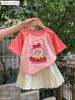 LU 863 - Bộ Luca Luca Baby Three áo hồng cam + chân váy bé gái size 2-12y