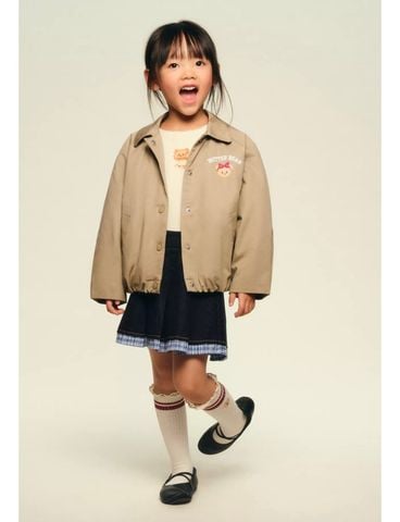 AK54 - Áo khoác kaki chần bông màu nâu Butter cho bé size 1-6y