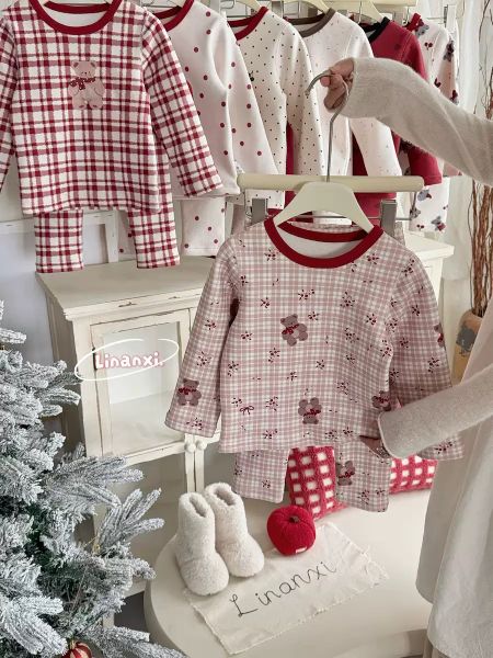 88437 - Bộ nỉ Linanxi dày ấm chủ đề noel nhiều mẫu cho bé size 90-140