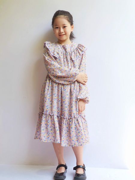 V00151 - Váy màu tím hoa nhí sắc màu bèo vai ngực