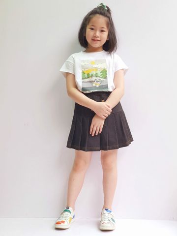 CVAY08 - Quần giả váy xếp ly giả jean đen Bee Mon BG size 120 - 160