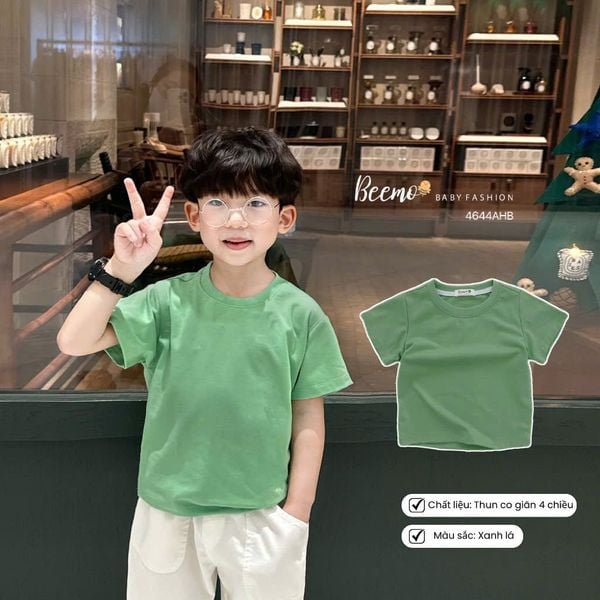 ABT921 - Áo cotton Beemo cổ tròn trơn nhiều màu cho bé size 80-130