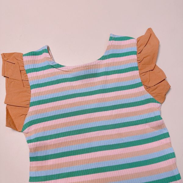 ABG36 - Áo thun tăm MM kẻ sắc màu tay cánh tiên bé gái size 90-120