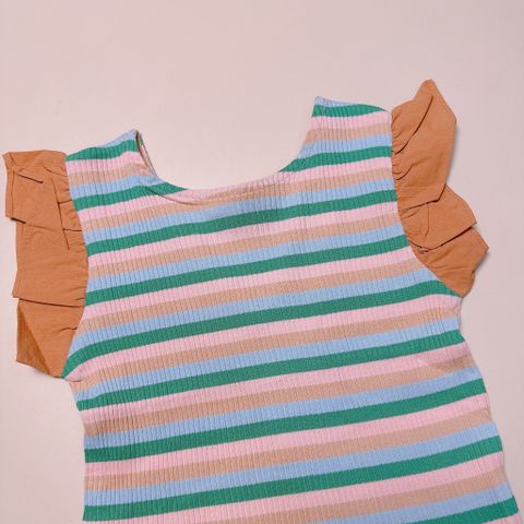 ABG36 - Áo thun tăm MM kẻ sắc màu tay cánh tiên bé gái size 90-120