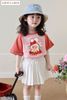 LU 863 - Bộ Luca Luca Baby Three áo hồng cam + chân váy bé gái size 2-12y