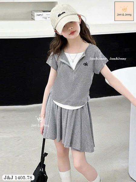 BJJTC.1405 - Set 3ct Jam & Jenny áo trắng + bộ ghi/vàng cho bé gái size 2-12y