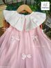 MLSDCC.6648 - Váy Melisa bí vải tơ đính nơ cổ sen hồng size 2-12y