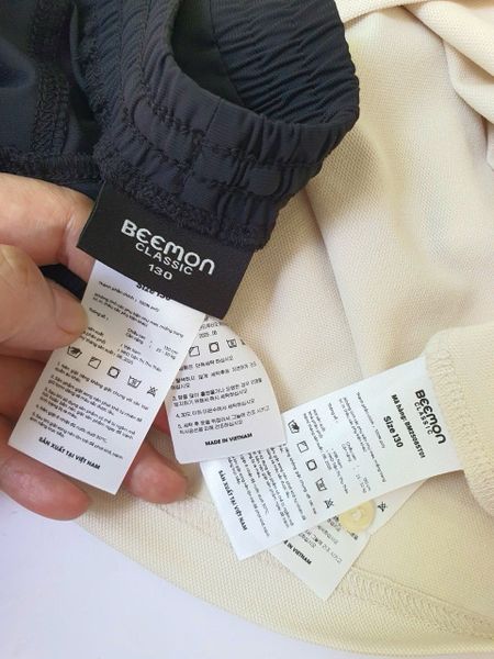 BM2508ST01 - Bộ Polo cổ kẻ Beemon dài tay 2 màu be nâu / trắng đen cho bé size 120 - 160