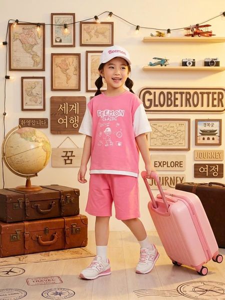 BM2604ST01 - Bộ quần áo cotton Beemon cổ tròn phối tay phối gấu size 120-170