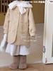 AK07 - Áo khoác dạ lông cừu dáng dài cổ lông 2 màu cho bé size 110-150