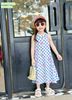 V00037 - Váy Sofia Candy thô đũi sát nách trắng chấm bi xanh dâu tây size 1 - 10y