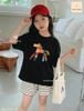BJJCCĐ.1421 - Bộ Jam & Jenny áo đen ngựa + quần kẻ size 2-12y