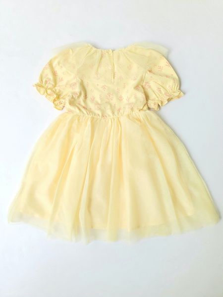 V00070 - Váy công chúa màu vàng hoa nhí phối ren mềm