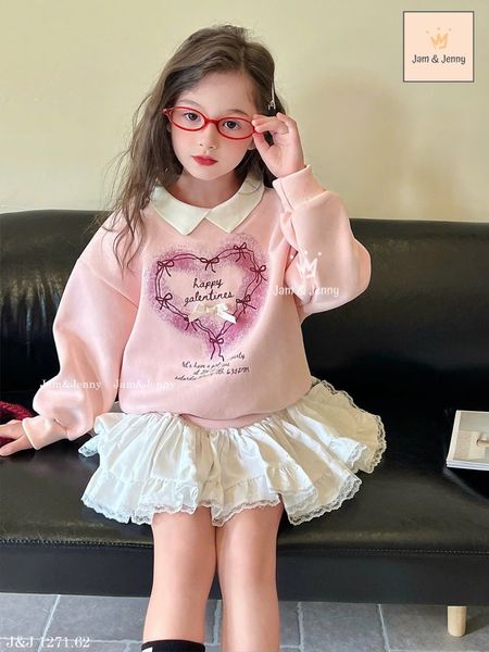 JJ 1271 - Set váy Jam & Jenny áo hồng cổ đức + chân váy trắng bé gái size 2-12y