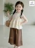 MLSBCC.7376 - Bộ Melisa áo ren kem + quần nâu ren size 2-12y