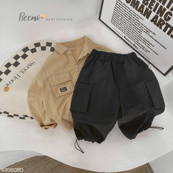 4666QDB - Quần kaki suông Beemo có rút gấu cho bé 3 màu size 90-130